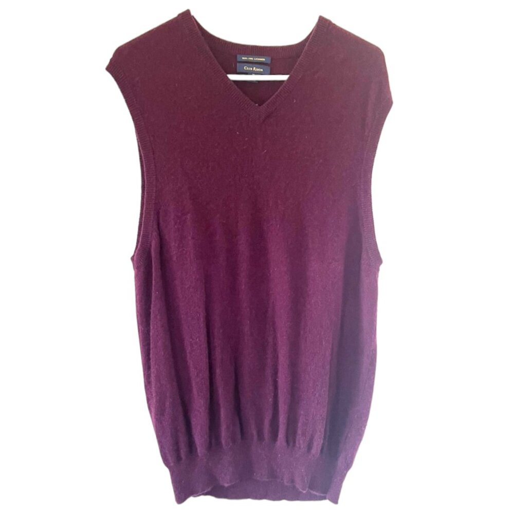 Men's 100% Cashmere Eggplant V-Neck Sweater Vest